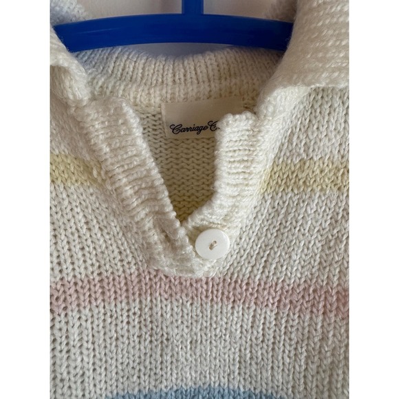 Vintage 80s Carriage Court Pastel Striped Knit Hoodie Sweater – Made in Taiwan - Picture 5 of 10